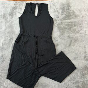 Quince French Terry Modal Jumpsuit Women's XL Black Sleeveless Wide Leg